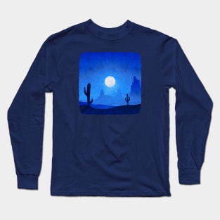 Dreamy Blue Desert Moon Seventies Snapshot Long Sleeve T-Shirt